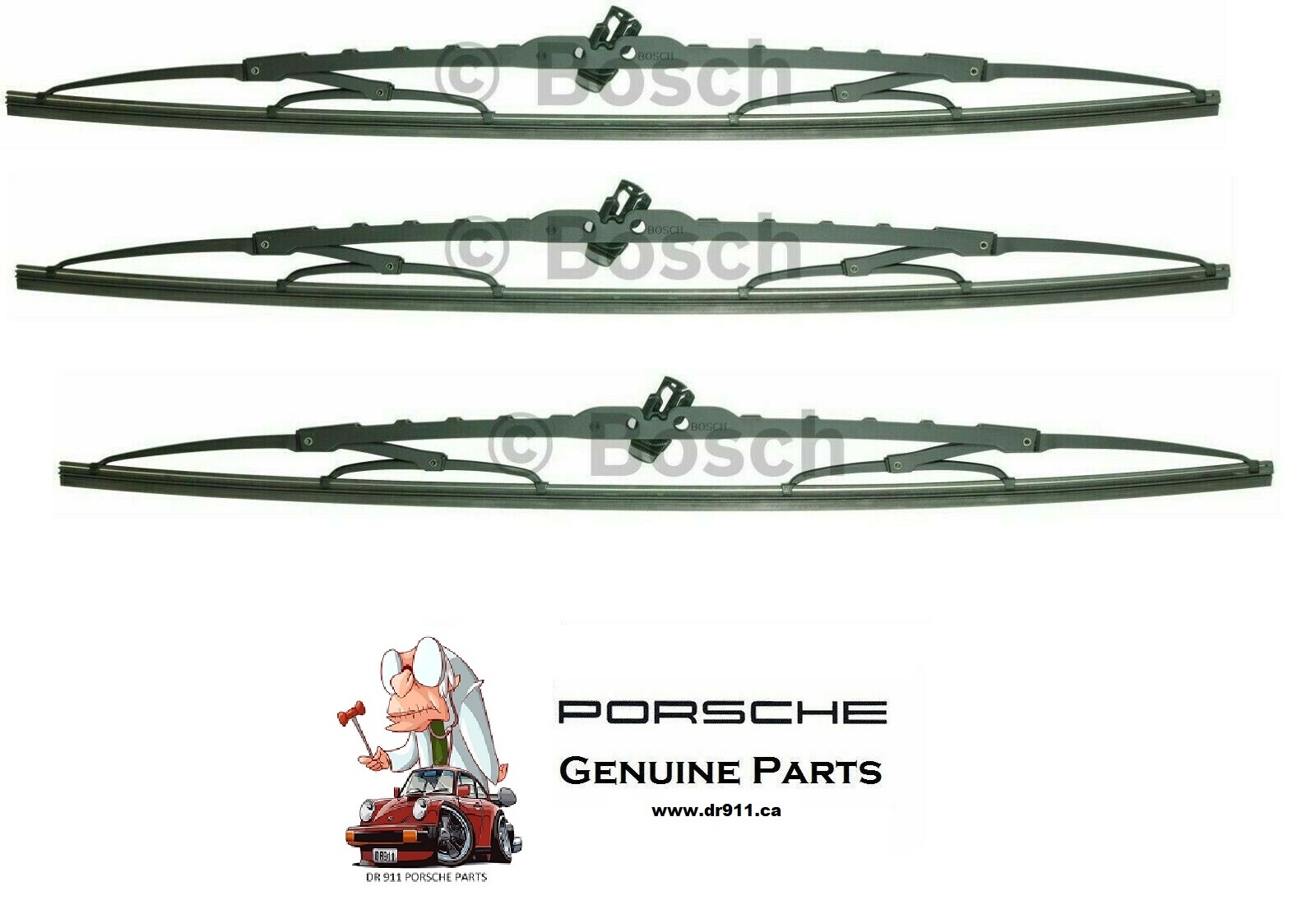 Porsche 924 944 951 Front and rear wiper set of 3 Bosch 40519